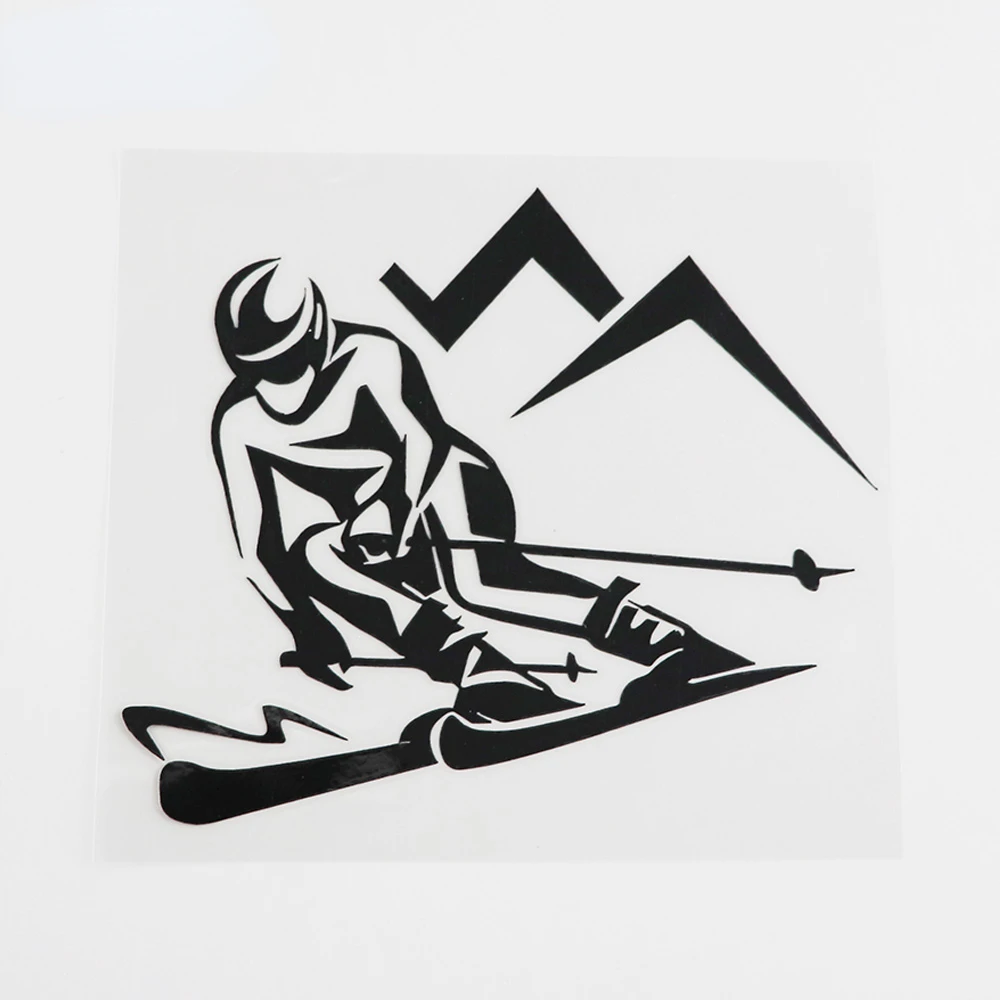 

Skier Лыжная Экстремальная зимняя спортивная Виниловая наклейка для автомобиля черный/серебристый 14,1 см x 12,4 см
