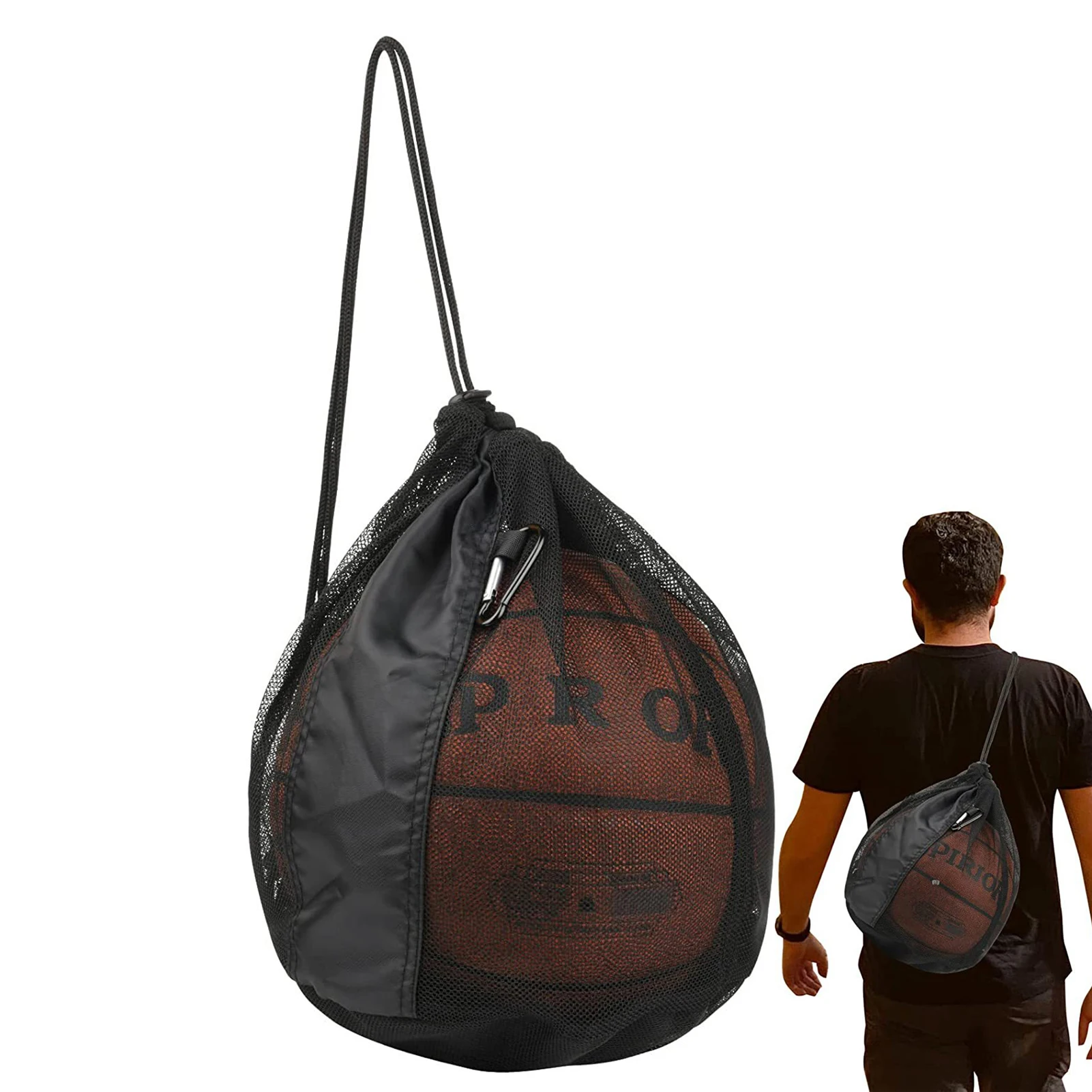 

Ball Mesh Equipment Bag Ball Holder Pockets Basketball Container For Outdoor Exercise Training Adjustable Net Bag Ball