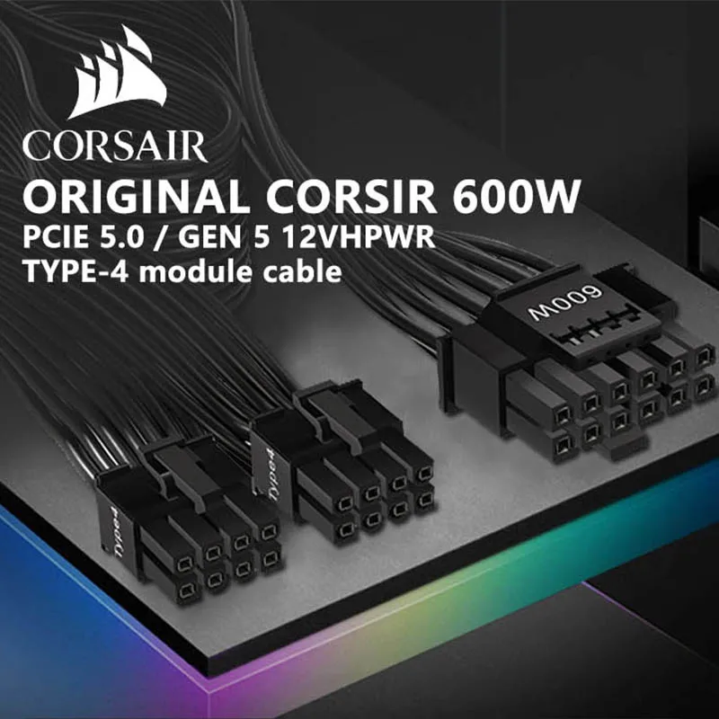 Original Corsair TYPE-4 12VHPWR 8Pin To PCIE 5.0 GEN 5 12+4PIN 16Pin ATX3.0 Modular Power Supply Cable For RTX40 GPU Video Card