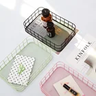 Прямоугольная металлическая корзина в скандинавском стиле, косметический Органайзер, корзина и Парикмахерская корзина для отделки различных и офисных предметов