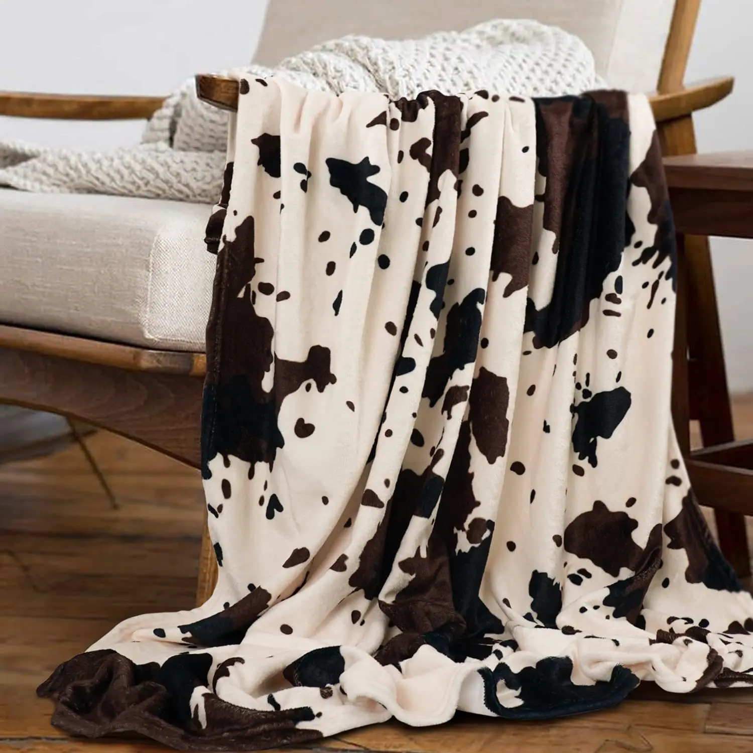 Cow Print Blanket Black White Bed Cow Throw Blankets Soft Sofa Cozy Warm Plush Gifts for Bedroom Decor Highland Cattle Bedspread images - 6