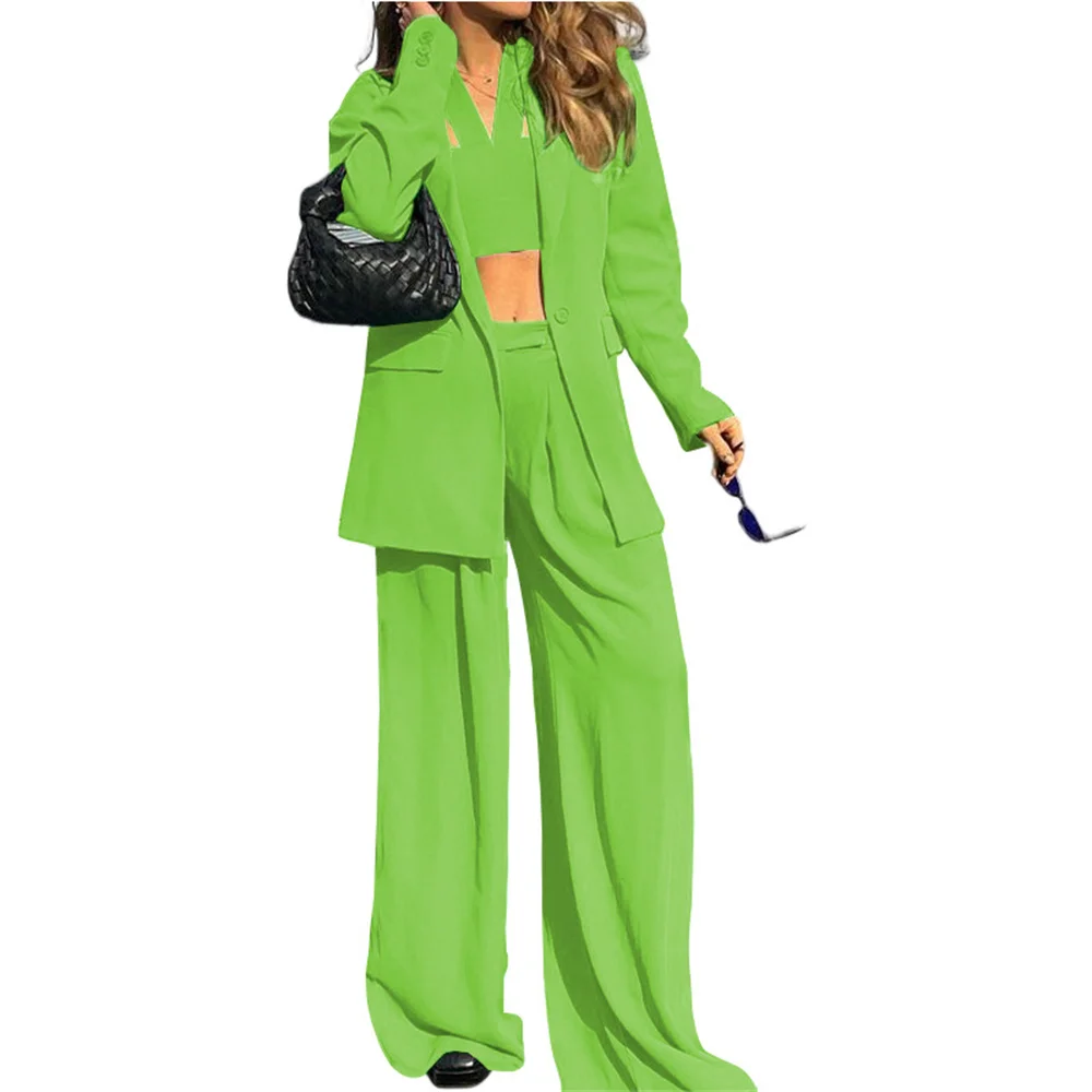 Women Pant Sets 2023 New in Spring Business Casual Loose Blazer and Wide Leg Pants Elegant Office Lady Formal 2 Piece Set