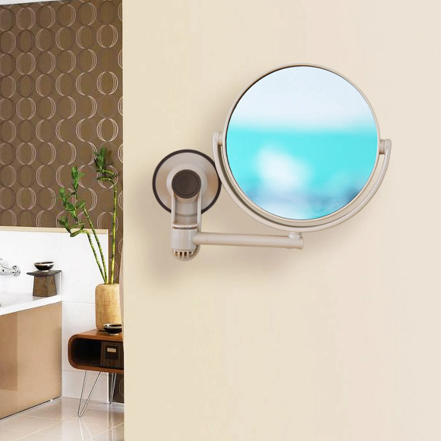 

Bath Mirror Cosmetic Mirror 1X/3X Magnification Suction Cup Adjustable Makeup Mirror Double-Sided Bathroom Mirror