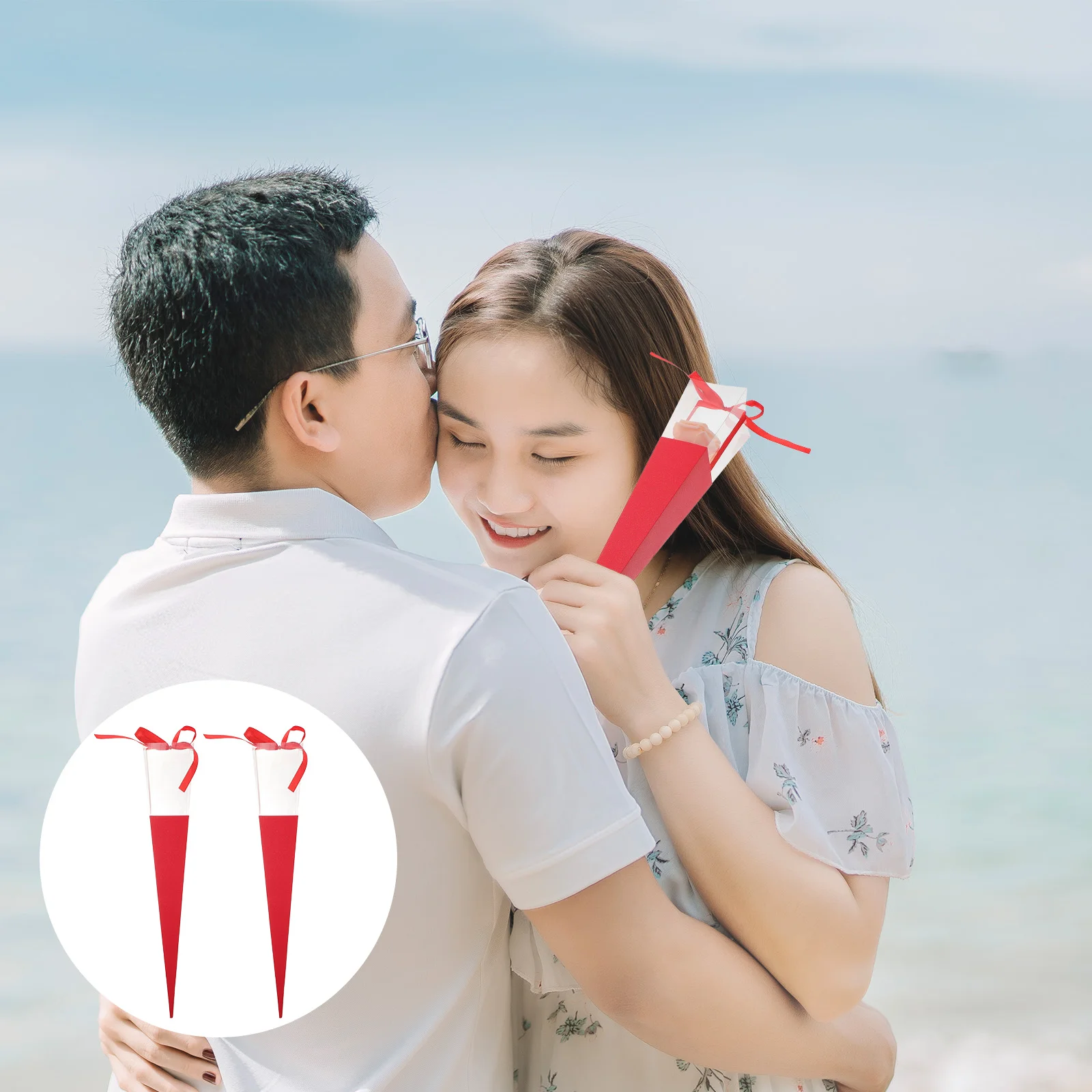 

Flower Box Gift Bouquet Paper Rose Wrapping Single Packaging Valentines Valentine Cone Sleeves Florist Sleeve Day Roses Boxes