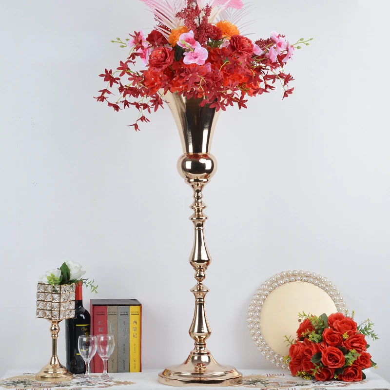 

10pcs 98cm/39" Flower Pot Wedding Table Centerpiece Event Road Lead Gold Metal Post Support Party Decorations