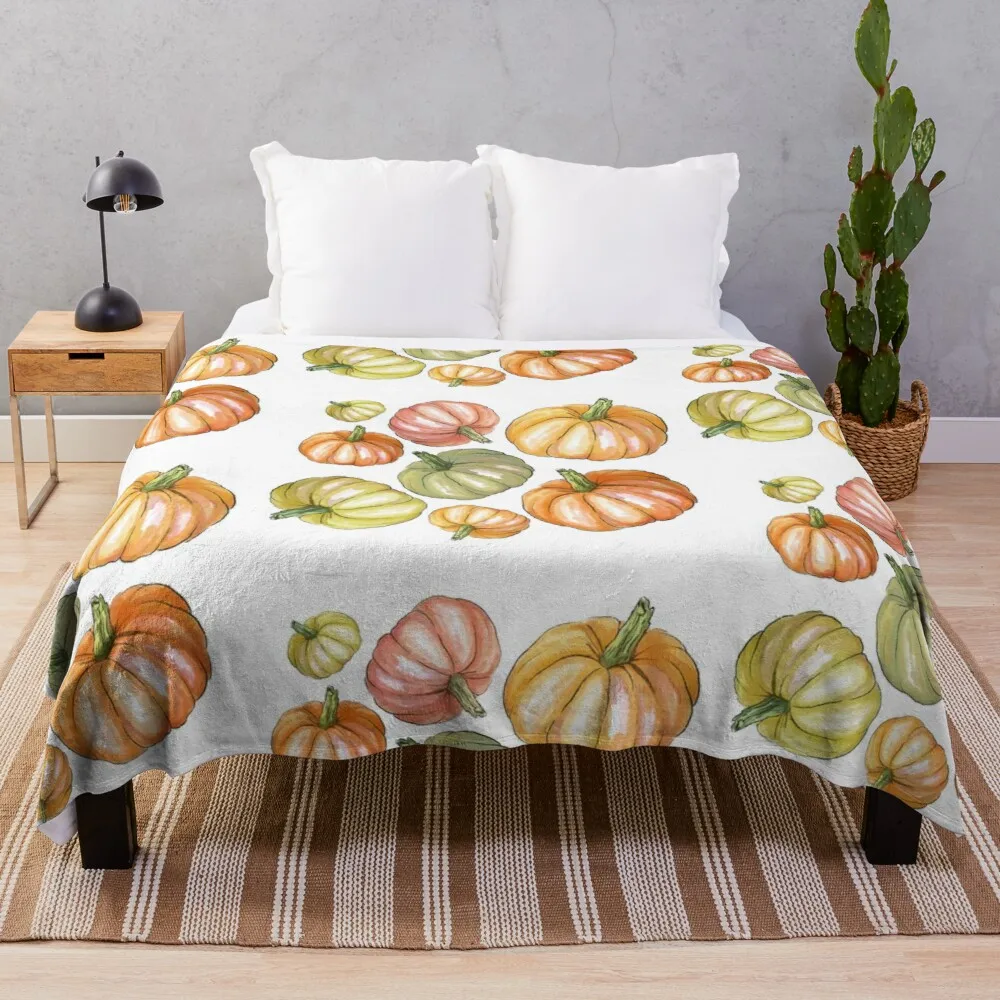 

Autumn pumpkins painting Throw Blanket Decorative Blankets Custom Blanket
