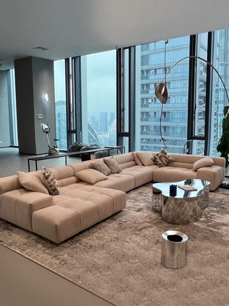 Диванная ткань кожа шлифовальный кожаный бесшумный Диван итальянский шоколад