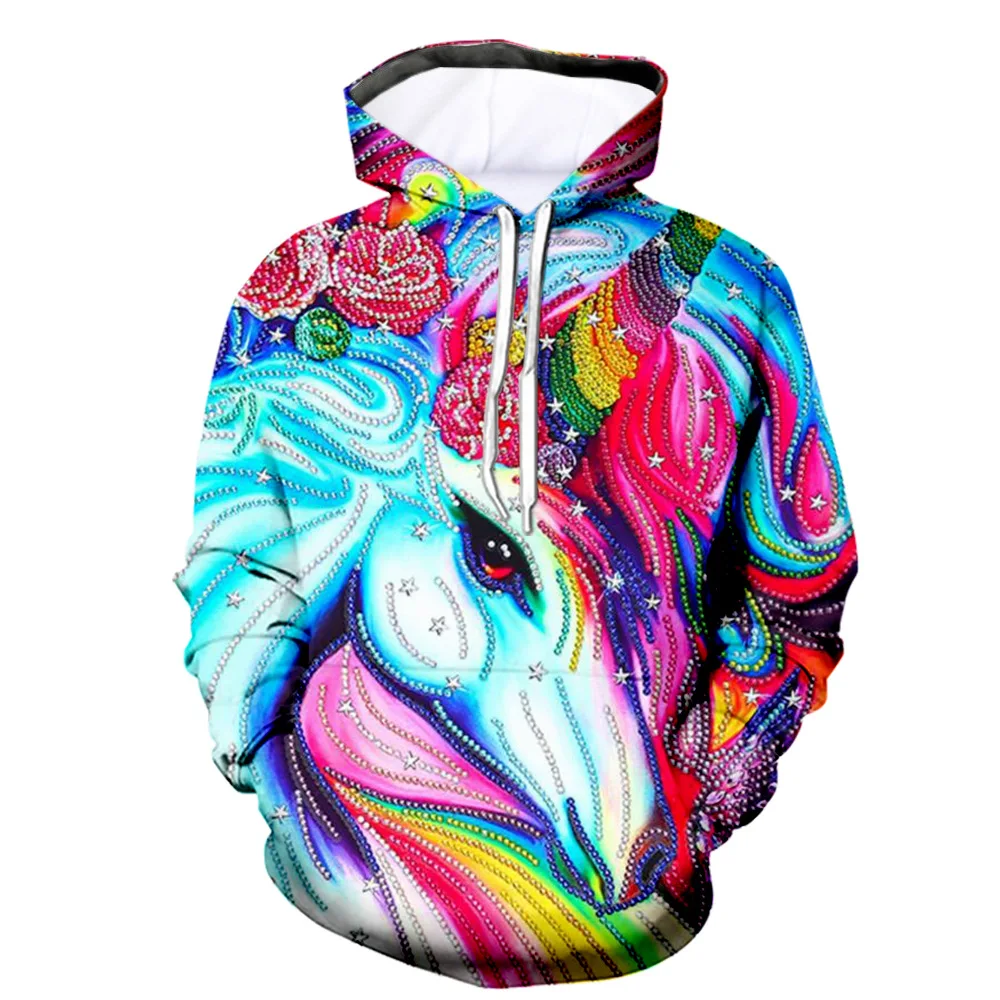 

Unisex Hoodie Cartoon unicorn horse Colorful deer Beautiful girl Fashion Trendy Print colourful Novel design Clothing 3D Cosplay