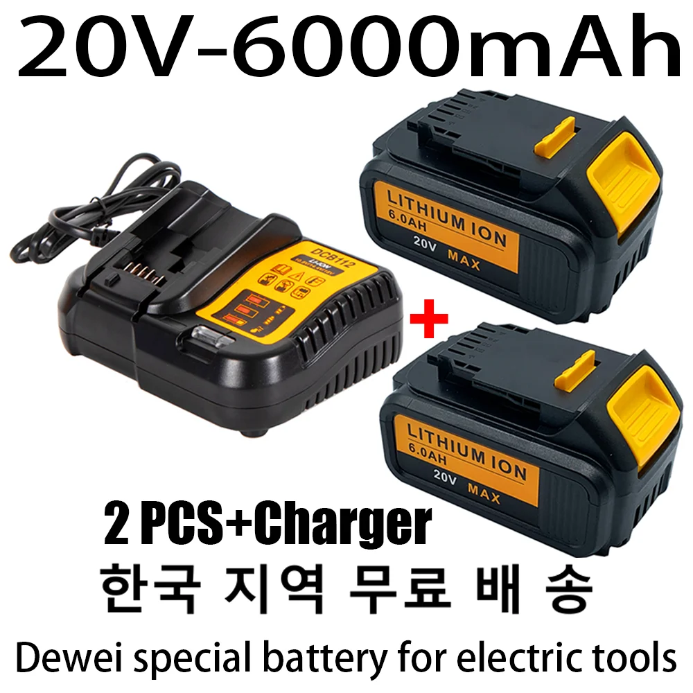 

100% Original 20V6000mah for Dewalt DCB200 Rechargeable Li-ion Battery 20V MAX Replacement for DeWalt DCB205 DCB201 DCB203 Power