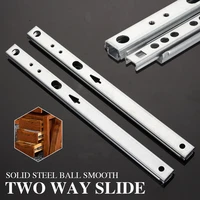 1pair micro drawer slide ball guide two sections 17mm wide steel fold drawer steel ball slide rail furniture hardware fittings