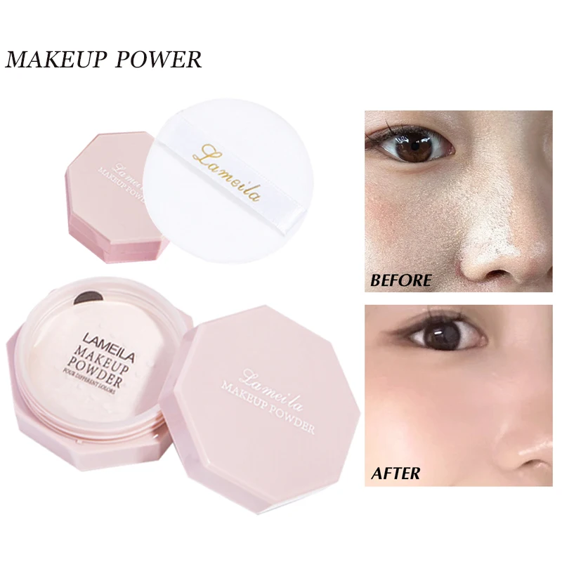 

Oil Control Makeup Powder Moisturizing Brightening Press Powder Nature Light Breathable Waterproof Lasting Setting Loose Powder