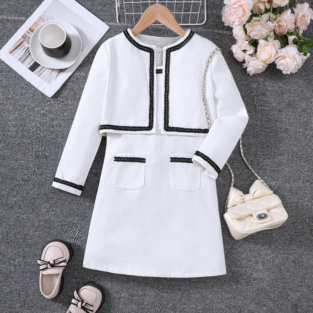 2024 комплект одежды для девочек футболка с длинным рукавом и круглым вырезом в