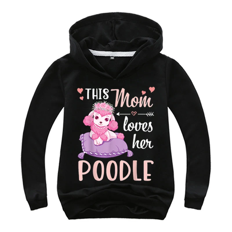 

Mother's Day Boys Hooded Sweater long sleeves summer Kids Clothes Boys Cartoon Girls poodle mama Clothes Toddler Tops Tshirt