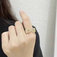 wholesale creative simple love zircon rings for women couples korean fashion party jewelry adjustable accessories make girl gift