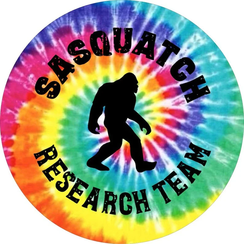 

Запасная крышка для шин Bigfoot или Sasquatch Research Team (Tie Dye) для любого автомобиля, марки, модели, размера-Jeep, RV, дорожного прицепа,