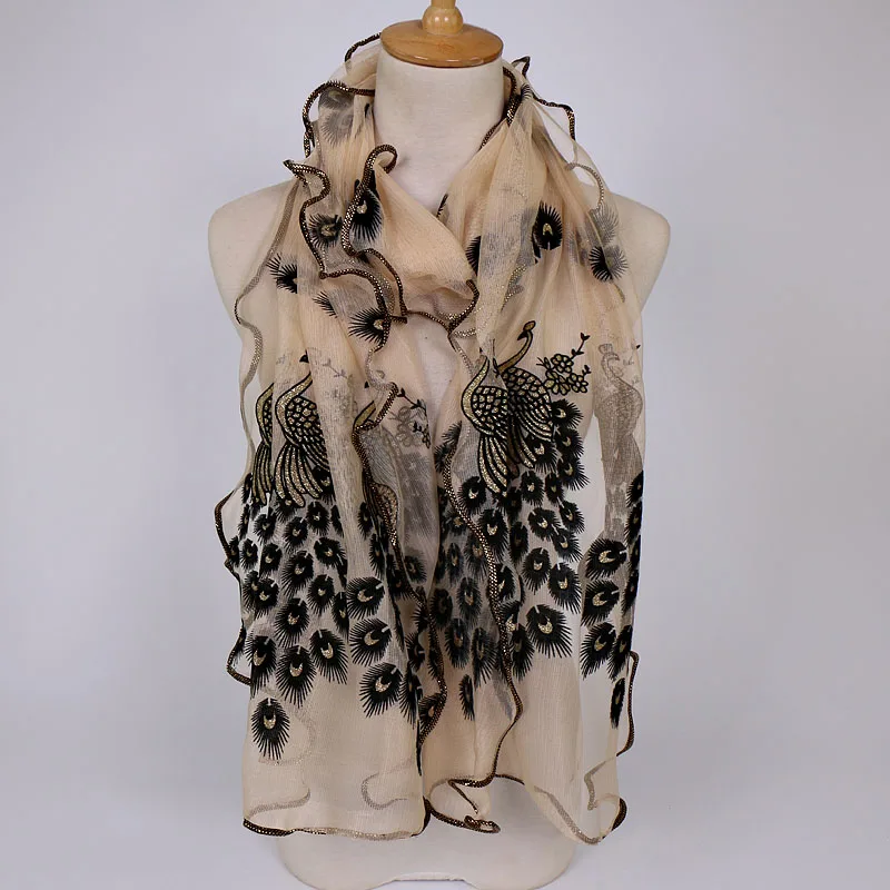 Шарф с цветочным принтом павлина шаль женский многоцветный шарф из пашмины