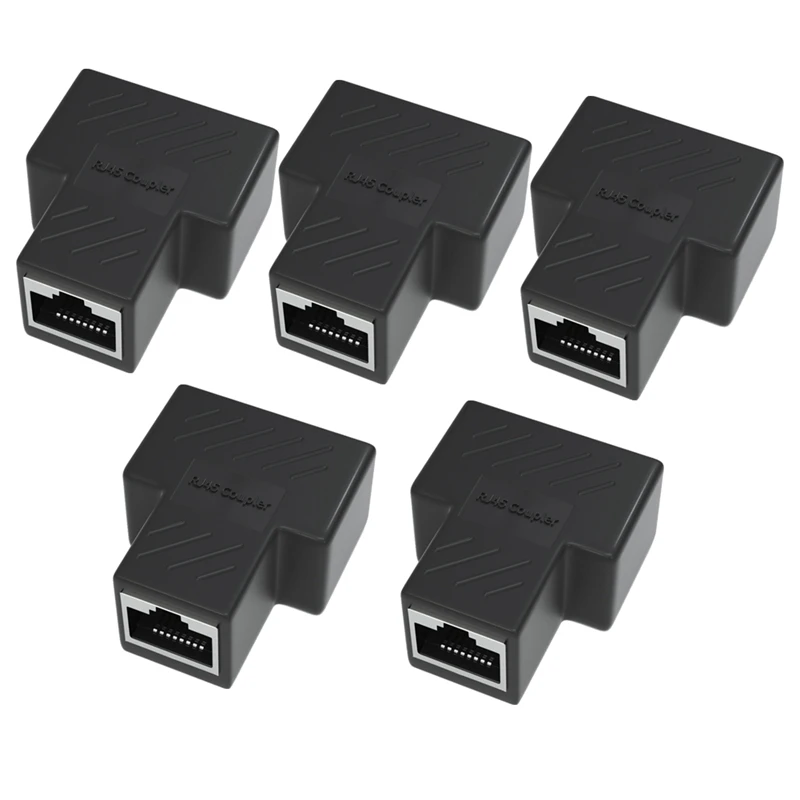 

5PCS 1 To 2 Way LAN Ethernet Network Cable Splitter Adapter RJ45 Female Splitter Socket Connector Adapter For Laptop