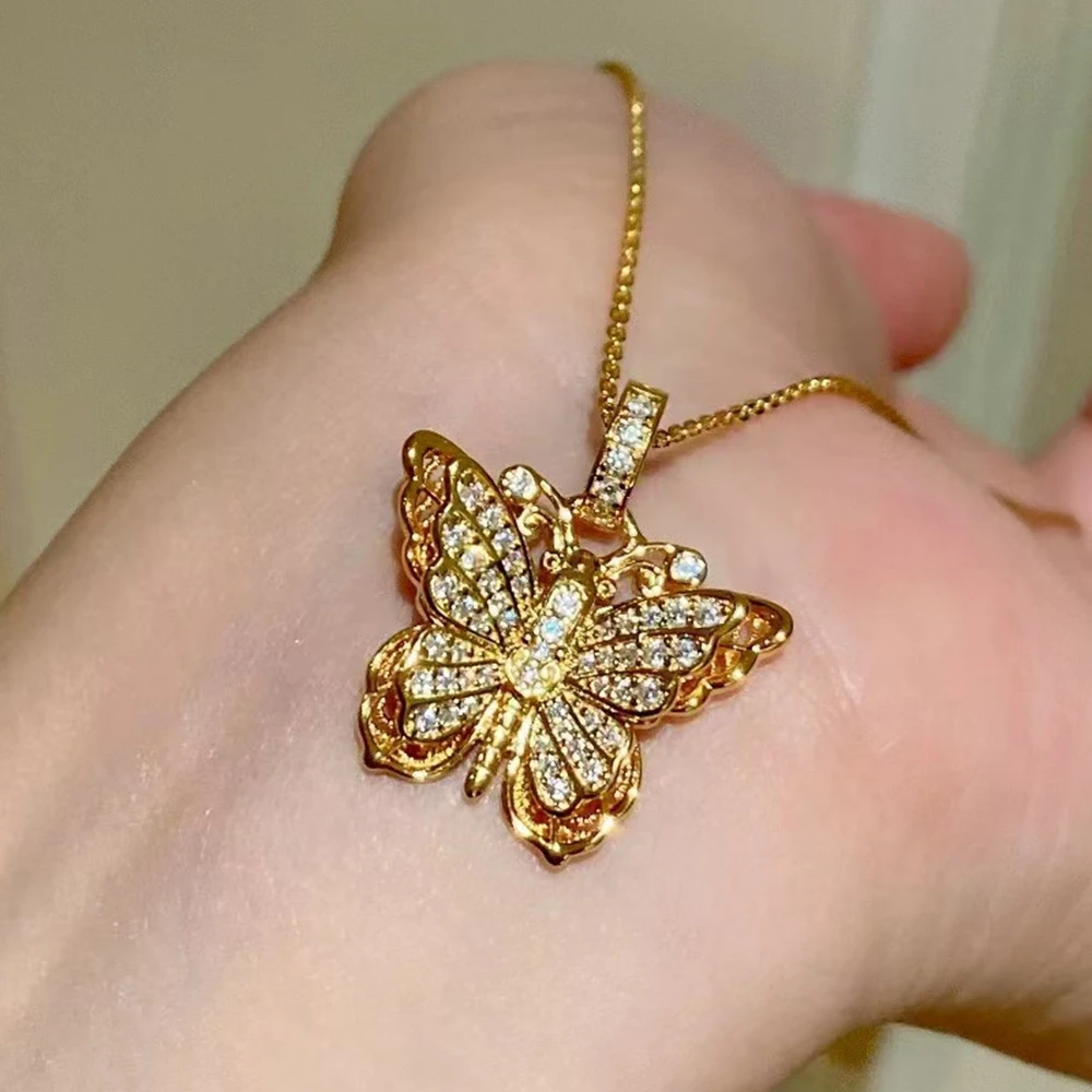 WUIHA 18-каратное позолоченное серебро 925 пробы с бабочкой лабораторный сапфир