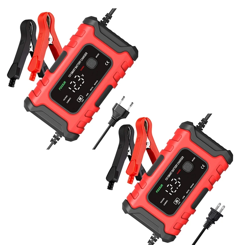 

FOXSUR Car And Motorcycle Battery Charger For Automotive Electric Motorcycle Truck Car Battery Charger Repair Desulfator-EU Plug