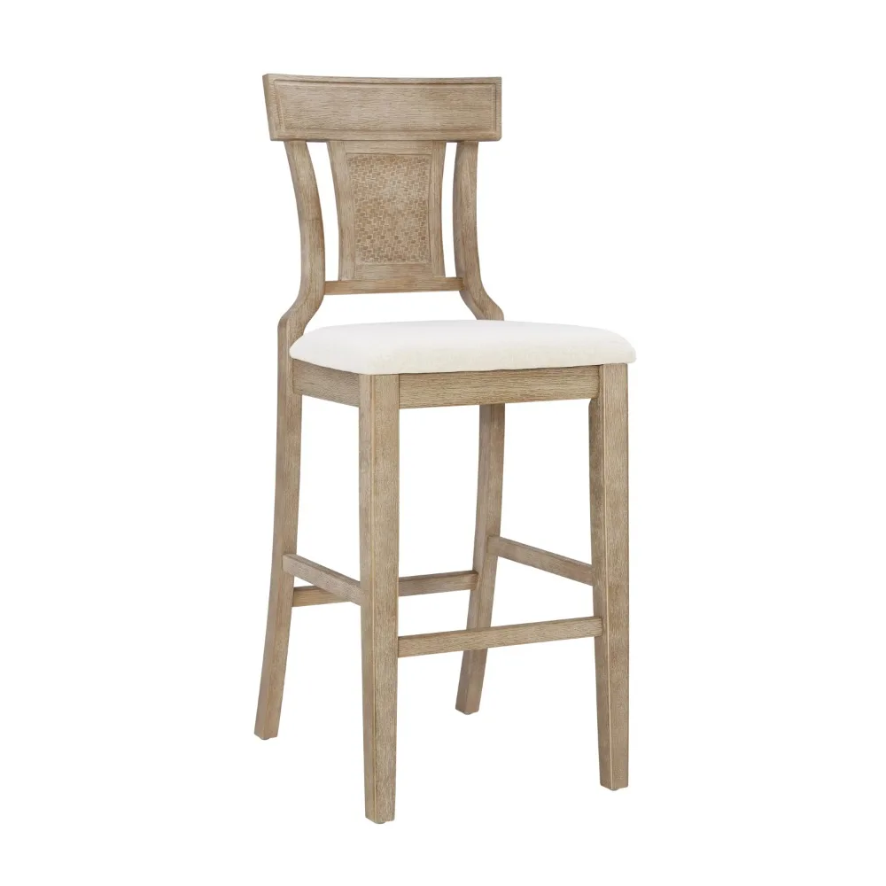 

Rylan 30" Bar Stool Rustic Brown Finish with Beige Fabric Chairs Dining Chair Nordic Chair