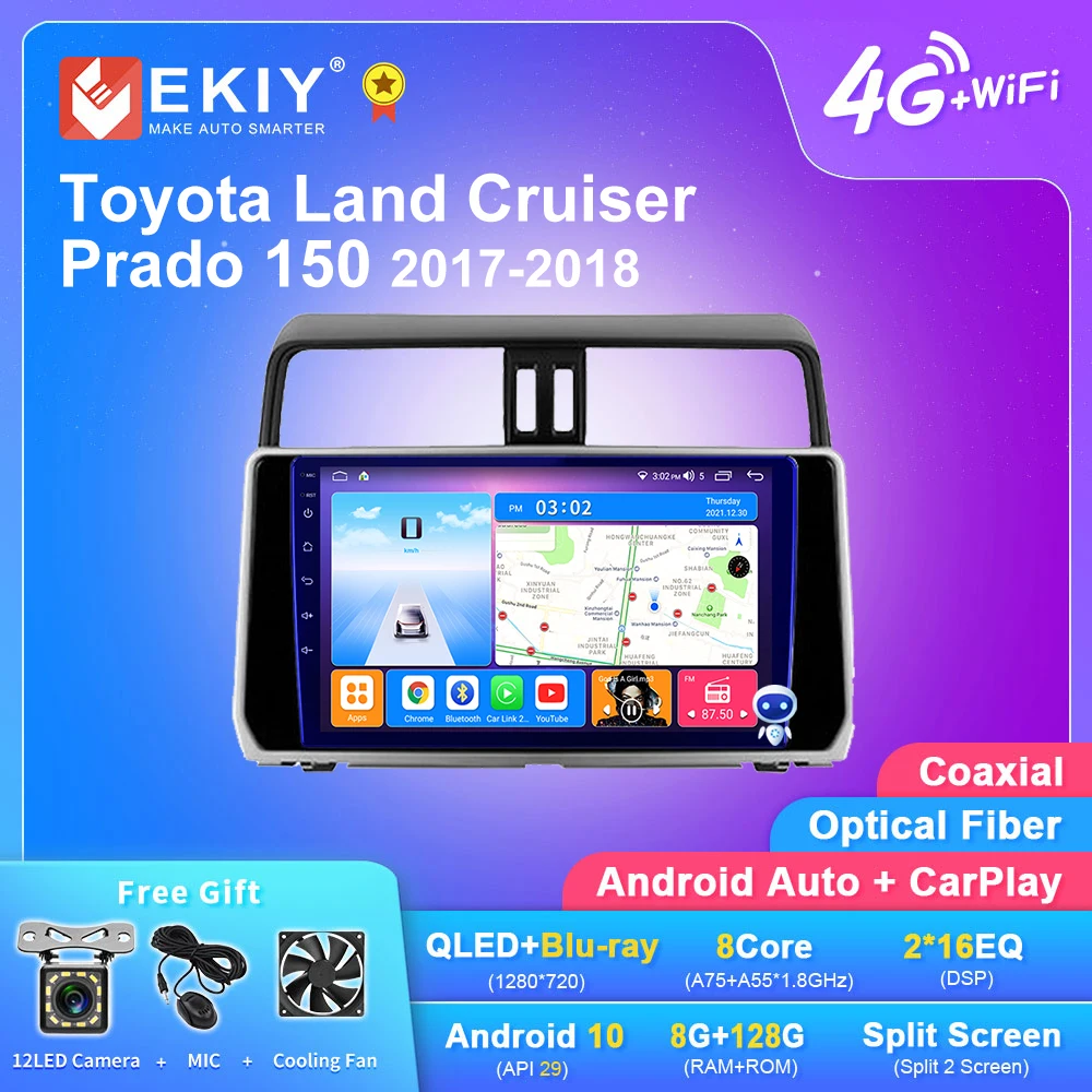 

EKIY T7 QLED DSP Android Auto Radio For Toyota Land Cruiser Prado 150 2017-2018 Multimedia Player 2din DVD GPS Navi Head Unit