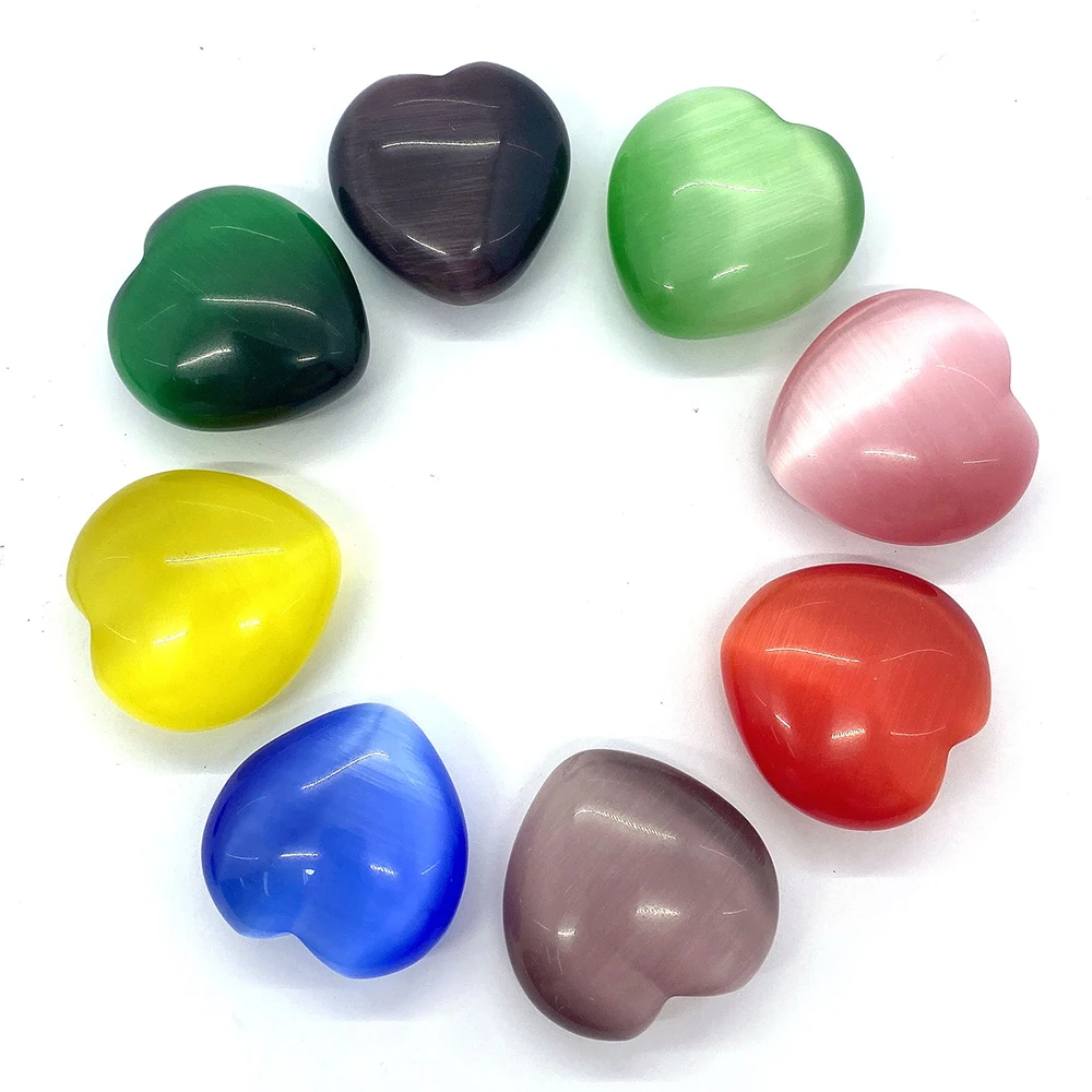 

Cat Eye Stone Heart Shape Bead 30x30mm Non-porous Loose Beads for DIY Jewelry Making Accessory Reiki Healing Home Decorate Gift