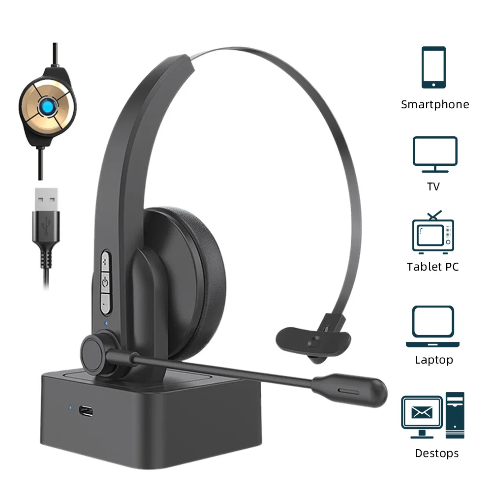 

VTIN Bluetooth 5,0 наушники, бизнес-гарнитура с одним ухом, шумоподавляющие наушники с микрофоном для сотовых телефонов, ПК, планшетов