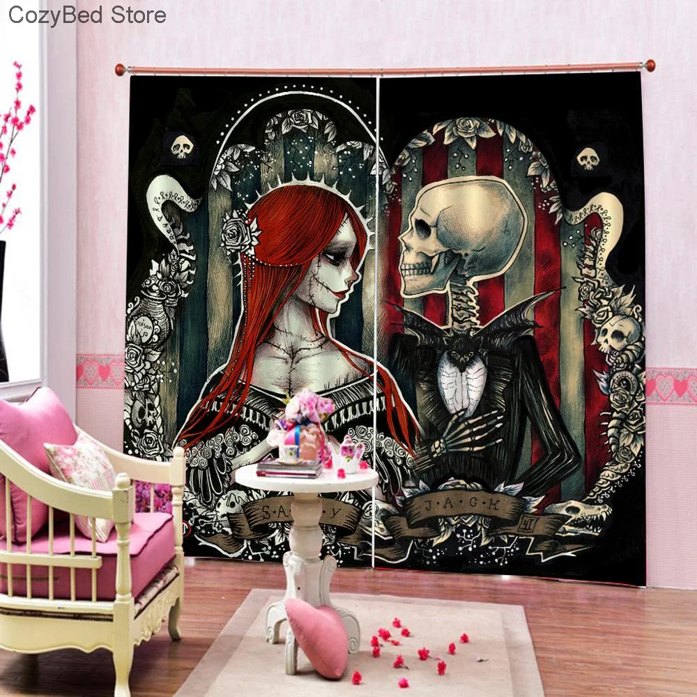 Занавески с 3d-изображением черепа занавески окошками для пар свадьбы гостиной