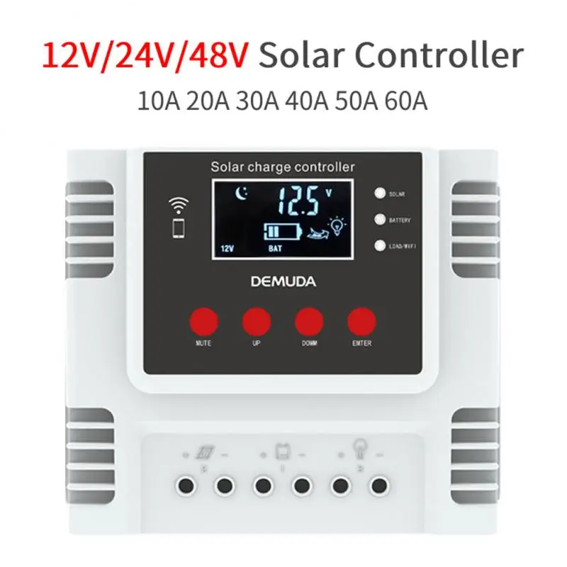PWM Solar Controller 30A 40A 50A 60A 12V/24V/48V WIFI APP Monitoring Intelligent Charging Regulator With Dual USB LCD Display