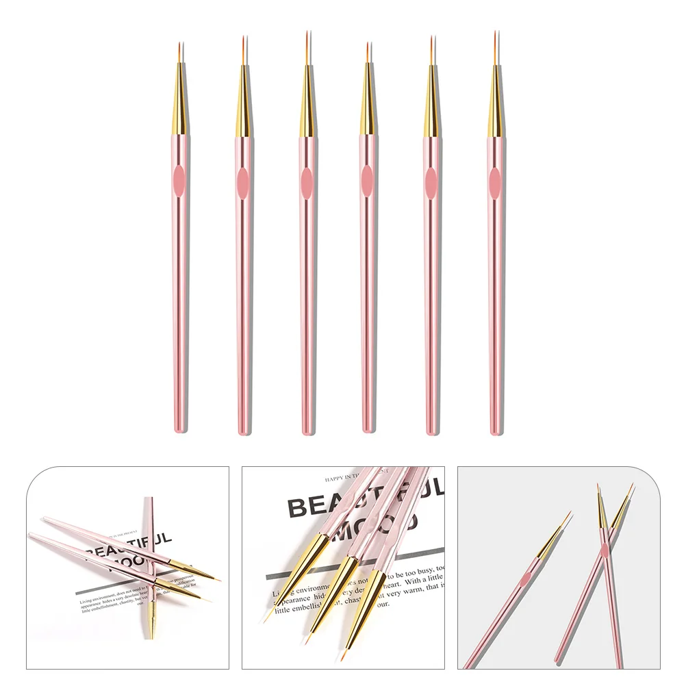 

6Pcs Nail Brushes Comfortable Grip Nail Pens Portable Manicure Painting Brushes