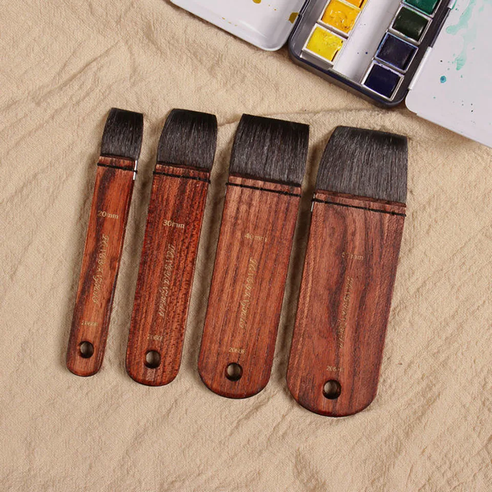 Watercolor Board Brush Squirrel Hair Row Brush Flat Water Brush Pen For Watercolor Oil Gouache Acrylic Painting Art Supplies