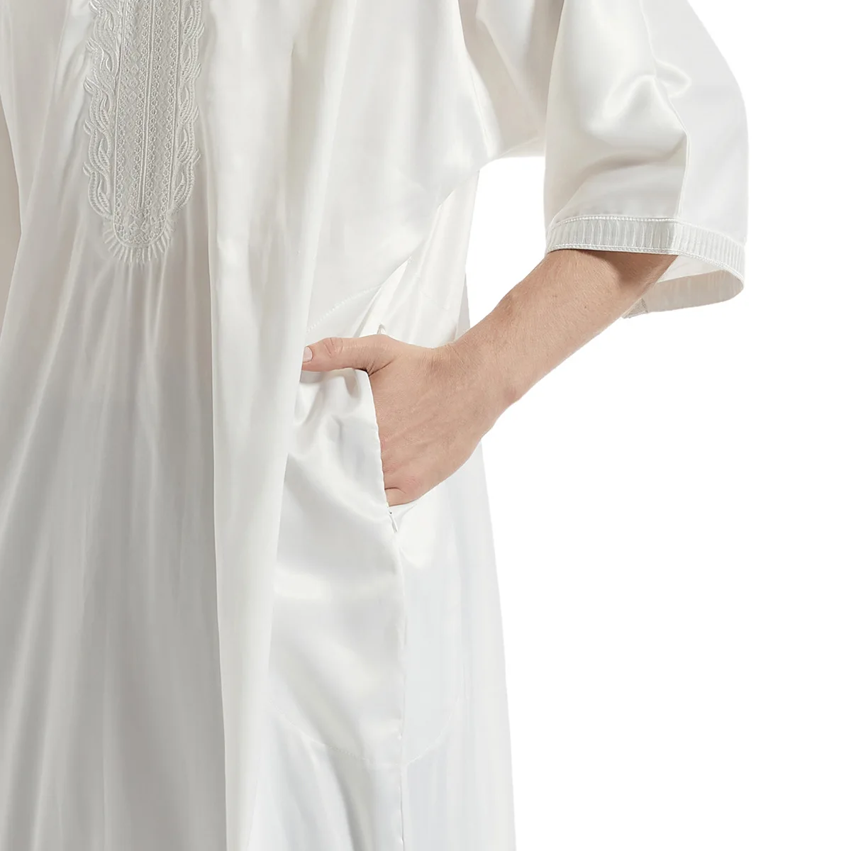 Men Max Size Half Sleeve Morocco Muslim Abaya Islam Casual Eid Ramadan Gown One Piece Modest Outfits Robe Islamic Dress Clothes
