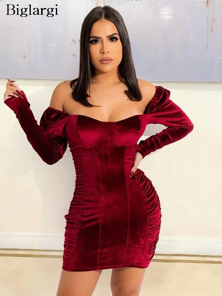 

Осеннее бархатное мини-платье, женские облегающие пикантные платья с открытой спиной для ночного клуба, модное Плиссированное женское платье с длинным рукавом, 2023