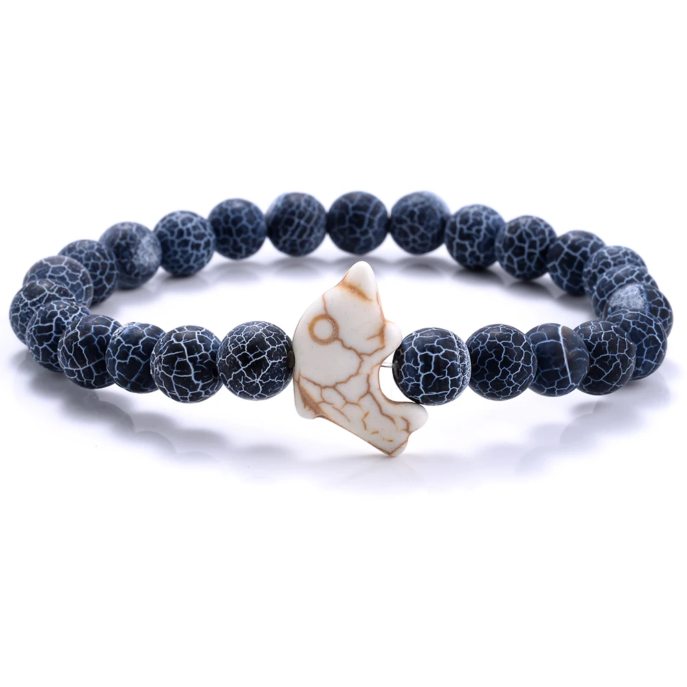 Модный браслет с дельфином подвесками из натурального бирюзы амазонита агата