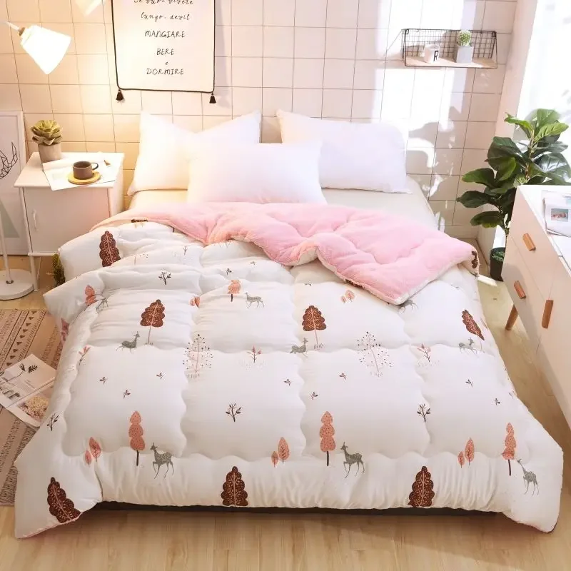 

New Super Warm Lamb Quilt Winter Blanket 5kg Double-Sided Velvet Quilt Thickened Warm Autumn Spring Plush Comforter Core