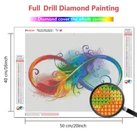 HUACAN pełna wiertła diamentowe hafty ściegu kolorowe piórka 5D DIY diamentowe malarstwo krajobraz zestaw mozaiki ręcznie produkt 3