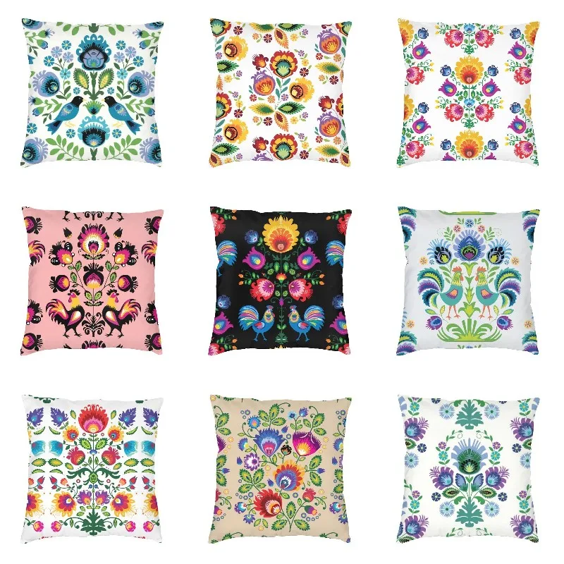 

Polish Folk Flowers Cushion Cover Double Side 3D Printing Poland Floral Art Floor Pillow Case for Sofa Pillowcase Decoration