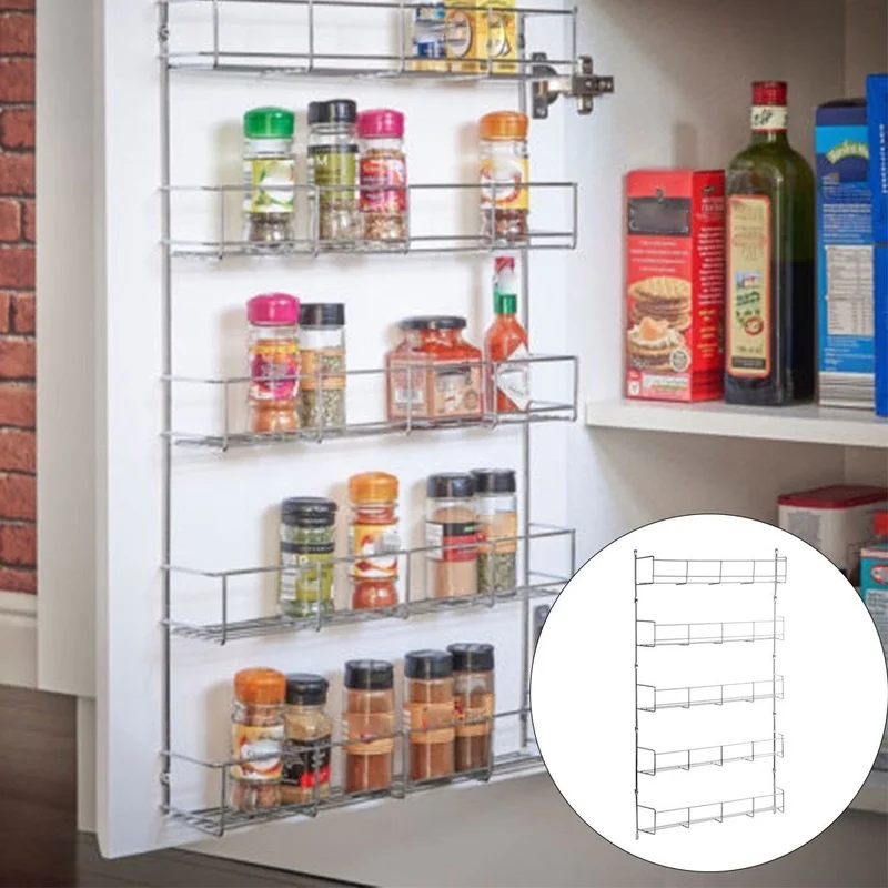 3456 tier spice seasoning kitchen rack cabinet shelf door organizer wall mount holder storage shelf pantry space saver racks free global shipping