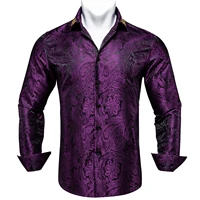 plum purple floral paisely luxury men shirts free shipping spring fall shirt for man wears long sleeves high quailty male tops