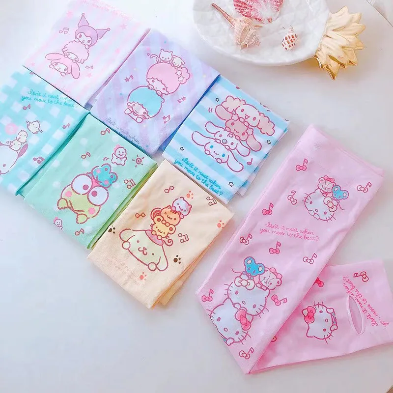 Милые летние тонкие солнцезащитные рукава Sanrio Melody Мультяшные нарукавники для