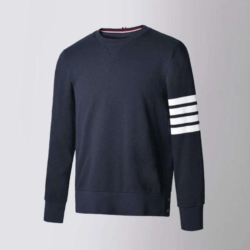 TB THOM Men's Sweatshirt Spring Fashion Brand Coats Cotton 4-Bar Stripe Jersey Pullovers Tops Casual Sports Streetwear Blouses