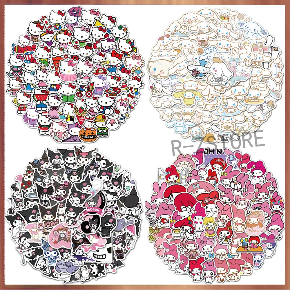 

50Pcs Kawaii kuromi Stickers Cute Hello kitty Sticker For Laptop Phone Case Girls Sanrio My Melody Anime Stickers Kids Toys Gift