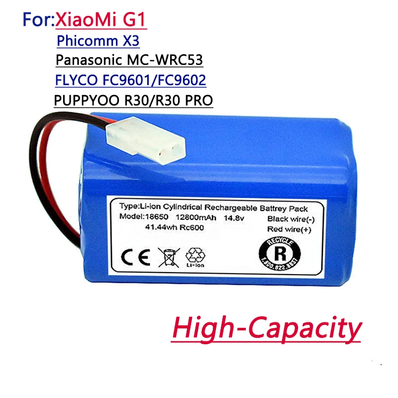

New Upgrade Vacuum Battery for G1 For Panasonic MC-WRC53 For Phicomm X3 For FLYCO FC9601, FC9602,For PUPPYOO R30/R30 PRO