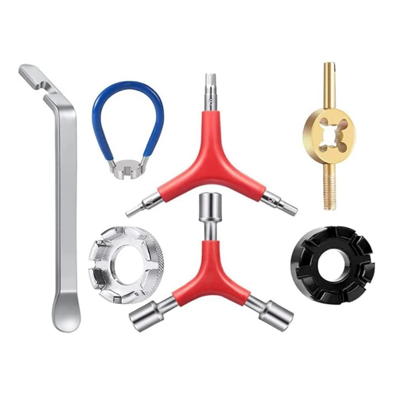 

Спицевой ключ, 7 шт. инструмент для велосипеда, натяжитель спиц, натяжитель соска для велосипеда и мопеда, инструмент для ремонта спиц