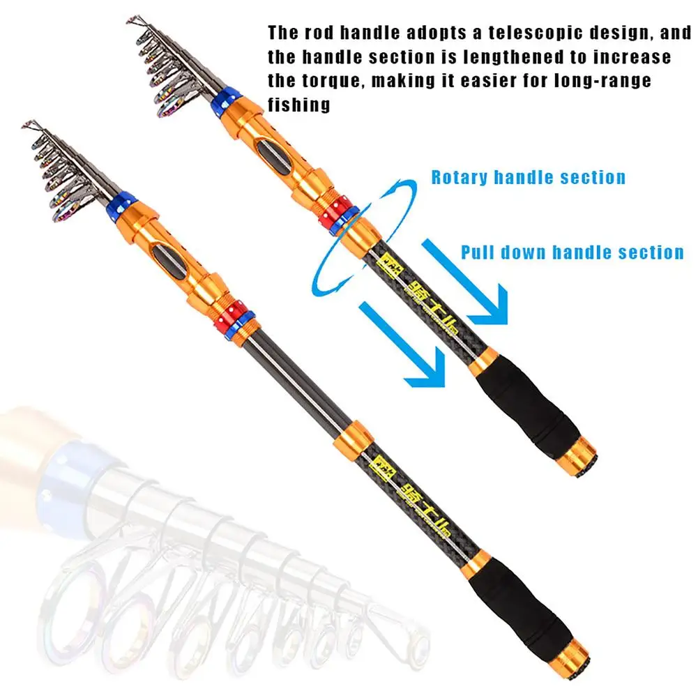 

Carbon Fiber 1.8m-3.6m Telescopic Fishing Rod Set With Hooks Fishing Lures Fishing Tackle For Freshwater Saltwater