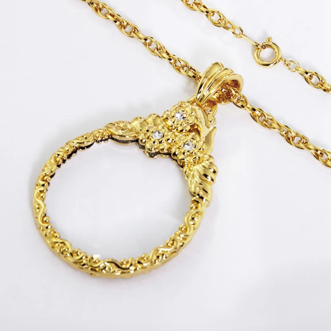 1pc Magnifier Pendant Necklace Alloy Jewelry Magnifying Chain Creative Portable Magnifiers Pendants Necklaces