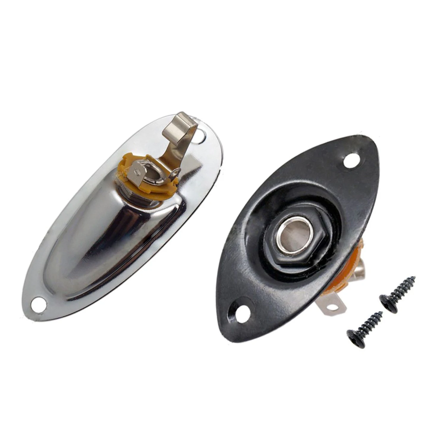 

2 Pcs Guitar Jack Plate And Socket: 1 Pcs A0073 Silver Loaded Jack Socket Plate And Screws Replacement For Fender Strat & 1 Pcs