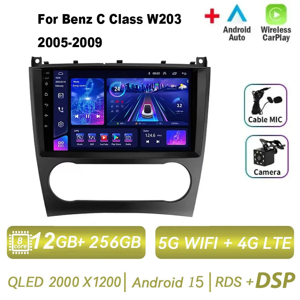 Для Mercedes Benz C-Class C Class W203 W209 C180 C200 CL203 C209 A209 2004-2011 Автомобильный радиоприемник Мультимедийный плеер 2 Din Стерео GPS