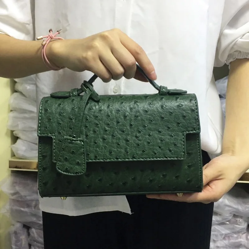 

2021 Hot Sales Women Ostrich Clutch Bag Leather Handbag Sexy Python PU Leather Clutch Tote Purse for Party