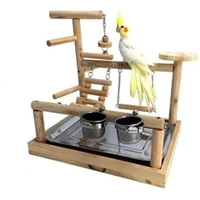 natural toy parrot interactive training playground solid wood stand bar pet toys pet shop bird toy